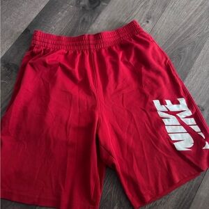 Nike BOYS Red Athletic Shorts with Side Logo